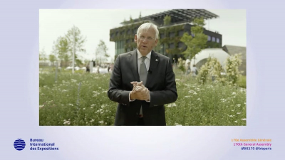 The CEO of Floriade Expo 2022 Amsterdam-Almere, Hans Bakker, in a video message to the 170th General Assembly of the Bureau International des Expositions (BIE)